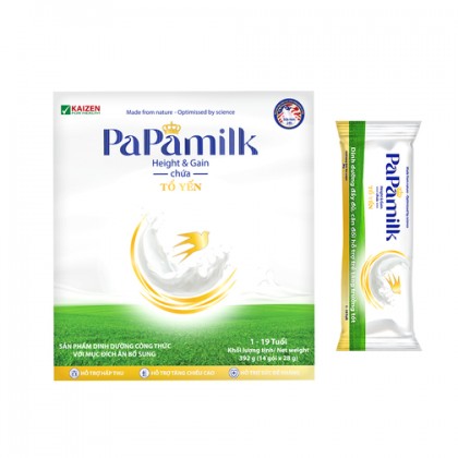 Sản phẩm dinh dưỡng công thức với mục đích ăn bổ sung Papamilk Height & Gain chứa tổ yến dành cho trẻ