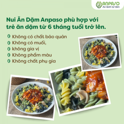 Nui ăn dặm mix rau củ Anpaso 150g